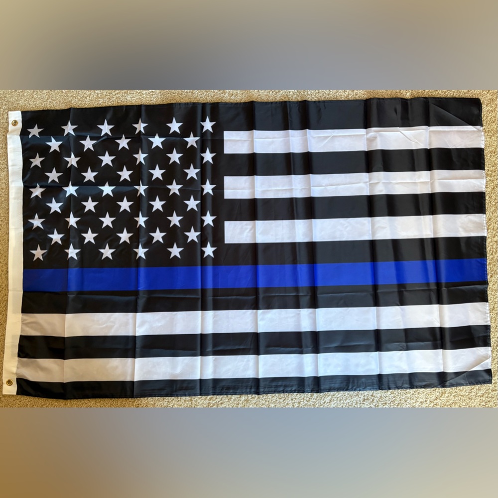 Thin Blue Line American Flag‎ 3x5 Police Support Nylon Banner w/ Grommets NEW